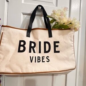 Bride Vibes Canvas Tote Bag - Cream and Black